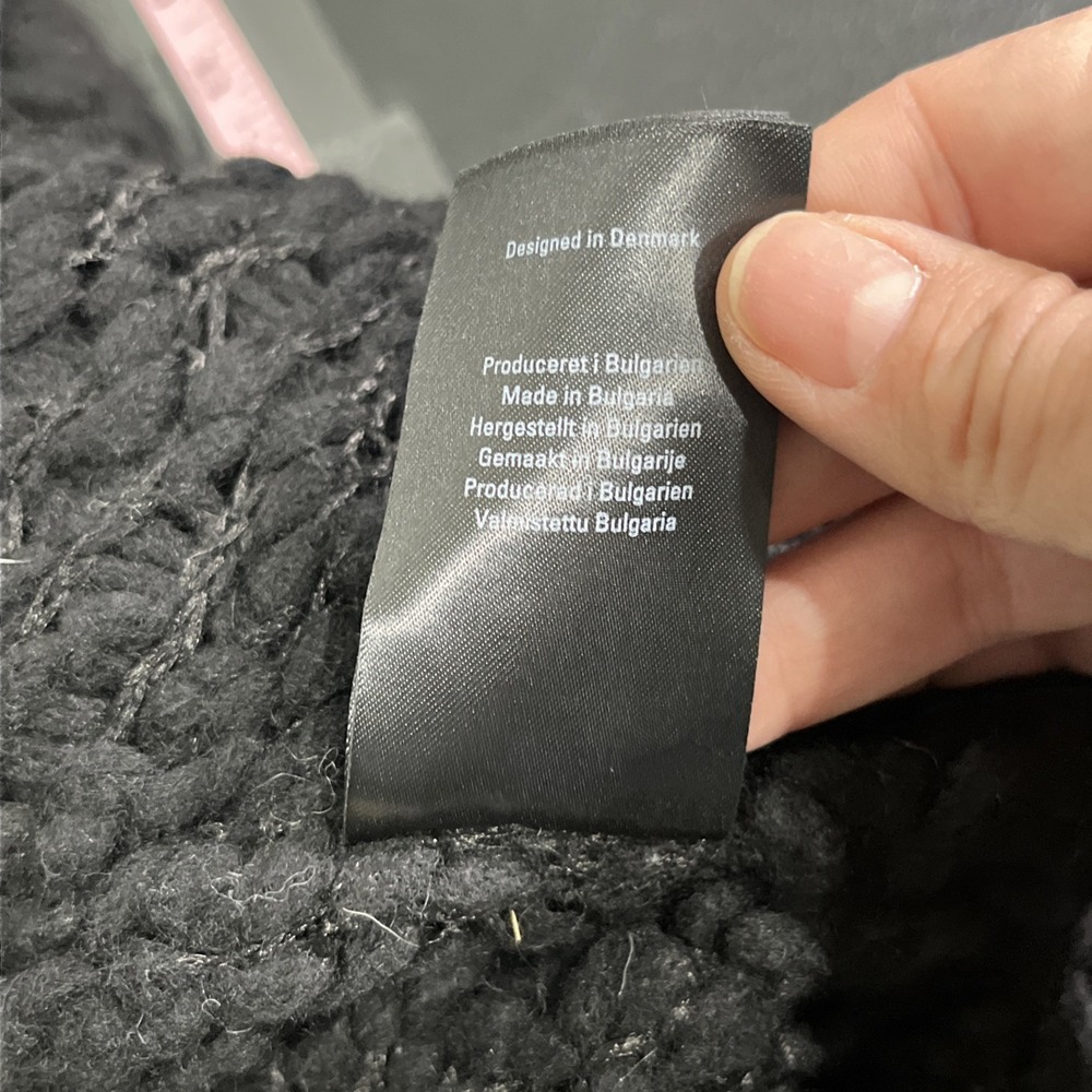 Bitte Kai Rand Black Textured Knit Poncho Sweater Womens Sz L/2 Cape Scandi Chic - Picture 7 of 9